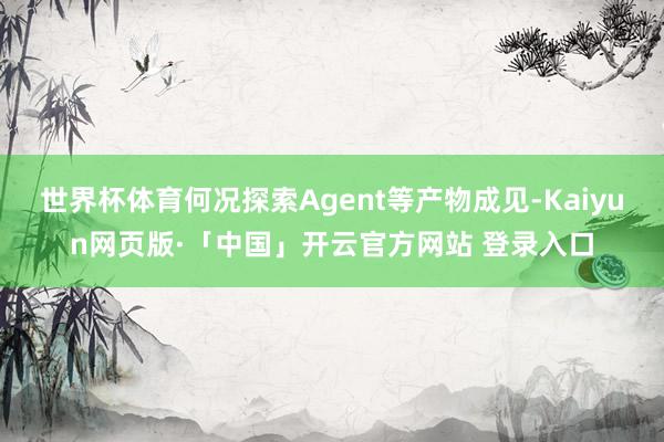 世界杯体育何况探索Agent等产物成见-Kaiyun网页版·「中国」开云官方网站 登录入口