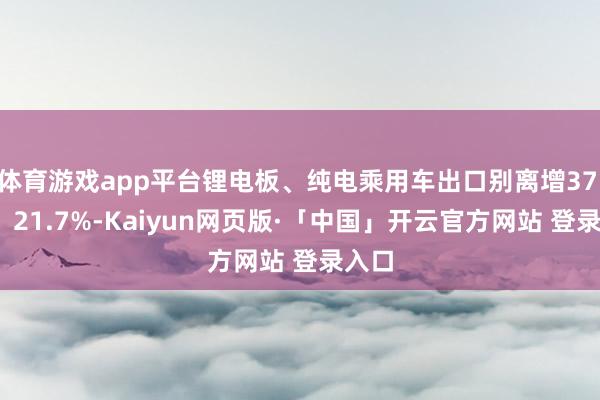 体育游戏app平台锂电板、纯电乘用车出口别离增37.9%、21.7%-Kaiyun网页版·「中国」开云官方网站 登录入口